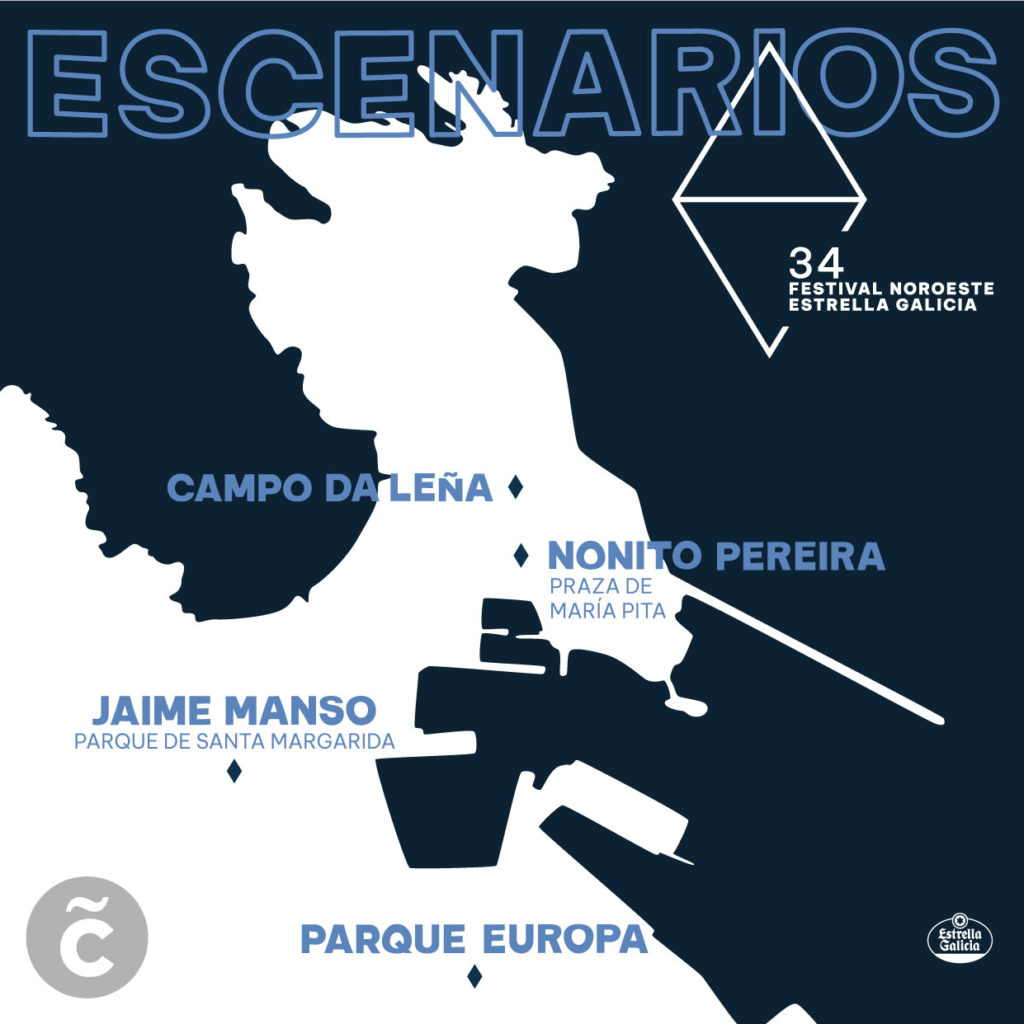 Mapa escenarios 34 Festival Noroeste Estrella Galicia 2021